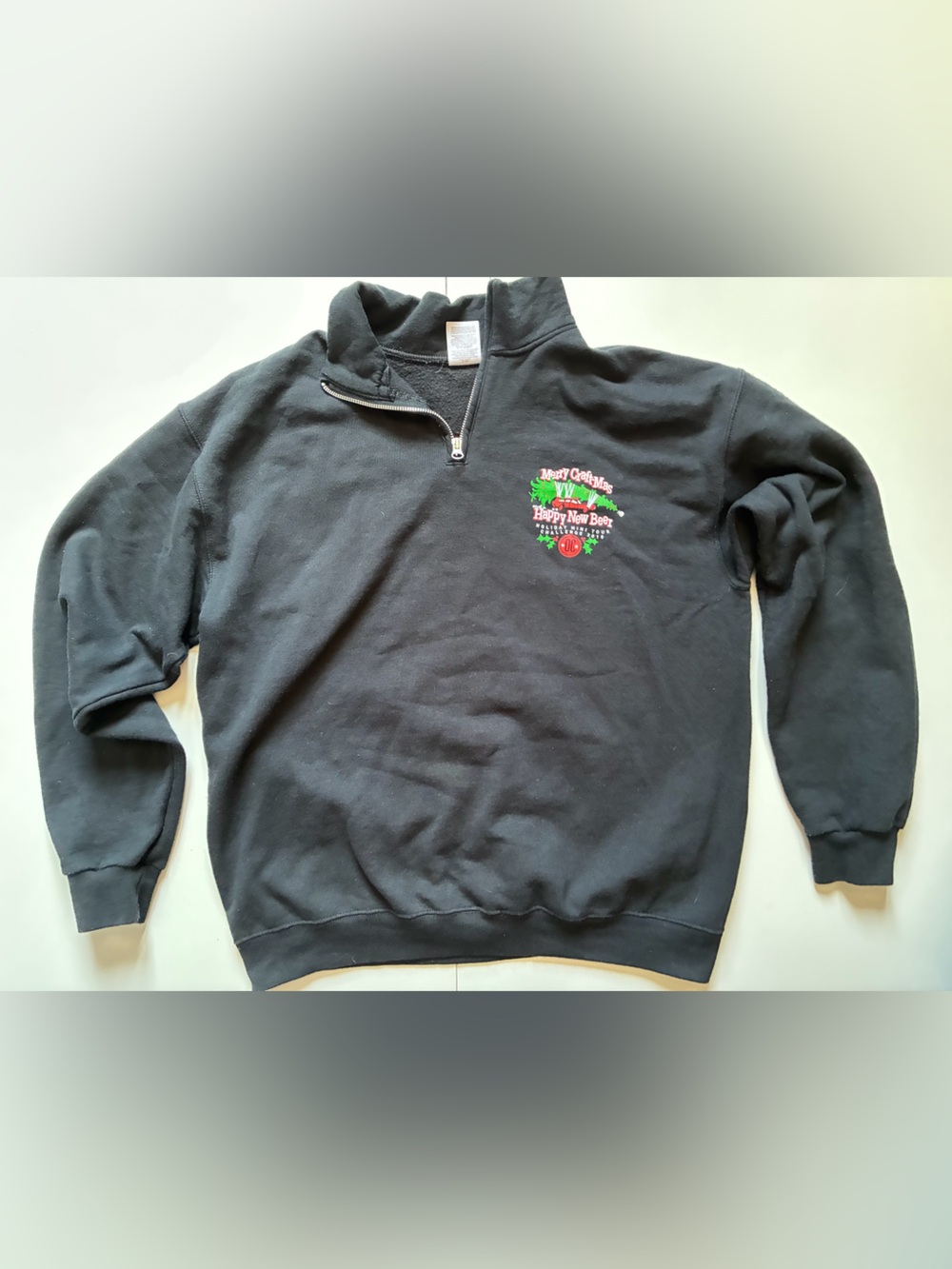 2018 Merry Craft-Mas and Happy New Beer Black Half-Zip Men's Sweatshirt - Large